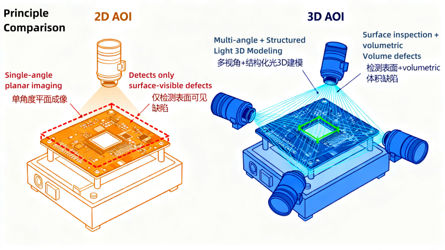 Principevergelijking van 2D versus 3D AOI