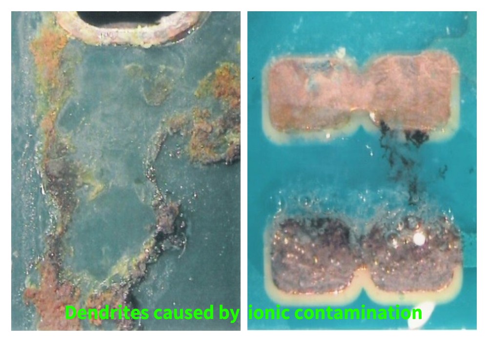 Dendrieten veroorzaakt door ionische besmetting