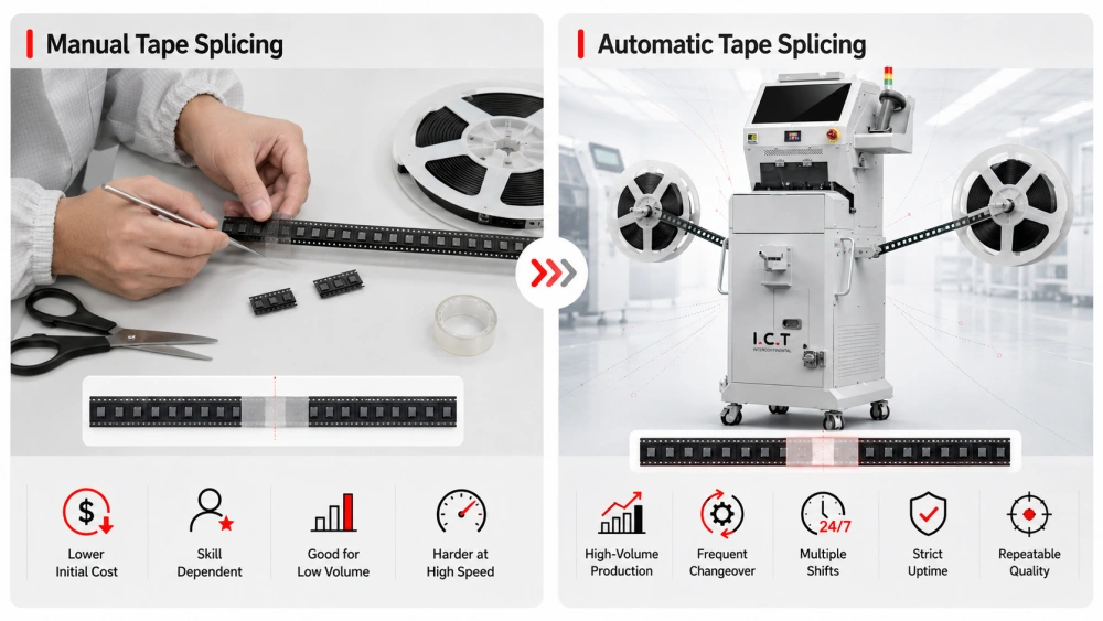 Handmatig versus automatisch tape-splitsingsproces.webp